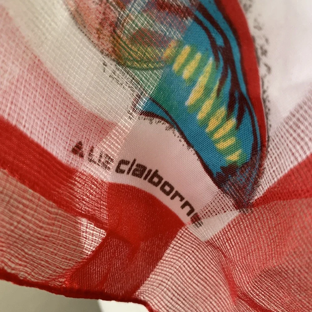 Liz Claiborne‎ Tropical Fish Shells Flowers Rectangular Scarf BNWT